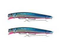 FISHZONE - 2 x KONICHI SHIBUI Specialist Bass Hard Lures Lures - 12.8cm / 21g - Floating Diver Three Marine Treble Hooks (3 Colours) For Predatory Fishing (Blue Spot)