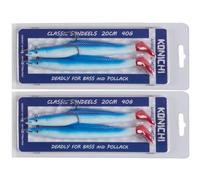 FISHZONE - 4 (2 x 2) Pack KONICHI CLASSIC SANDEEL Fishing Lure 8" 20cm 40g Soft Rubber Imitation Bait Range (6 Colours Available) For Predatory Fishing (Bluey)