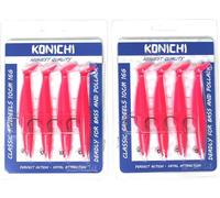 FISHZONE - 8 (2 x 4) Pack KONICHI CLASSIC SANDEEL Fishing Lure 4" 10cm 13g Soft Rubber Imitation Bait Range (6 Colours Available) For Predatory Fishing (Pinky)