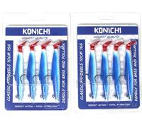 FISHZONE - 8 (2 x 4) Pack KONICHI CLASSIC SANDEEL Fishing Lure 4" 10cm 16g Soft Rubber Imitation Bait Range (6 Colours Available) For Predatory Fishing (Bluey)