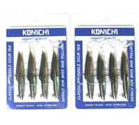 FISHZONE - 8 (2 x 4) Pack KONICHI CLASSIC SANDEEL Fishing Lure 4" 10cm 16g Soft Rubber Imitation Bait Range (6 Colours Available) For Predatory Fishing (Khaki)