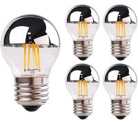FISIDI Light Bulb, G45 LED Light Bulb Silver Dripped 4W 2700K Crown Mirror LED Filament Lamps Decorative Dimmable Corridor Ceiling Light Bulbs 5PCS
