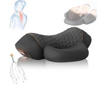 Fisiorest 3 in-1 Artuvate Neck Massager,Heated Massage Neck Pillow,Deep Tissue Kneading for Head Shoulders,Back Cervical Massager with Heat and Traction to Help Sleep,Black