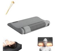 Fisiorest 3-in-1 Neck Massager Pillow, Neck Pillow Traction Massager Hump with Heat, Adjustable Memory Foam, Physical Stretching (Light Grey)