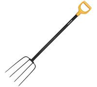 Fiskars 1070674 Compost Fork with 4 Prongs, Length 126 cm, Quality Steel Tines/Fibreglass Reinforced Plastic Handle, Black/Orange, Solid