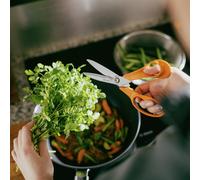 Fiskars Classic Kitchen Scissors, Serrated Blades, Right-Handed use, Total Length: 18.7 cm, Improved Torx Screw and More Ergonomic Handle, Quality Steel/Plastic, Orange, 1075051