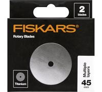 Fiskars 45mm Titanium Rotary Blades (2 Pack) - Rotary Cutter Blade Replacement - Crafts, Sewing, and Quilting Projects - Grey