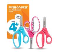 Fiskars 5" Blunt-Tip Scissors for Kids 4-7, for School or Crafting, 3 Pack: Blue, Floral, Pink