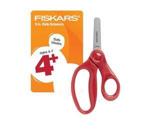 Fiskars 5" Blunt-Tip Scissors for Kids 4-7 - Scissors for School or Crafting - Back to School Supplies - Red