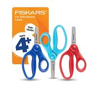 Fiskars 5" Blunt-Tip Scissors for Kids Ages 4-7 (3-Pack) - Scissors for School or Crafting - Back to School Supplies - Red, Blue, Turquoise
