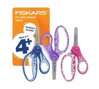 Fiskars 5" SoftGrip Kids Blunt-Tip Safety Scissors, Ages 4-7, Blue, 3-Pack