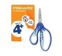 Fiskars 5" Softgrip Left-Handed Pointed-Tip Scissors for Kids Ages 4+ - Left-Handed Scissors for School or Crafting - Back to School Supplies - Blue Lightning