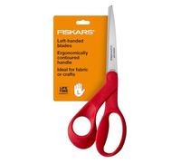 Fiskars All-Purpose Left-Handed Scissors - Ergonomically Contoured - 8" Stainless Steel - Paper and Fabric Scissors for Office, Arts, Crafts, and Stocking Stuffers - Red