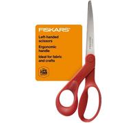 Fiskars All-Purpose Left-Handed Scissors - Ergonomically Contoured - 8" Stainless Steel - Paper and Fabric Scissors for Office, Arts, Crafts, and Stocking Stuffers - Red