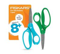 Fiskars Big Kids Scissors, Stainless Steel Blades, Pack of 2, School Scissors, Blue/Green