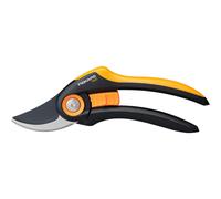 Fiskars Bypass Garden Pruners, Plus, P521, For fresh branches and twigs, Non-stick coated, Stainless steel blades, Length: 20.1 cm, Black/Orange,