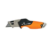 Fiskars CarbonMax Folding Utility Knife, Length 17cm, Stainless Steel Blade/Plastic Handle, Black/Orange, 1027224