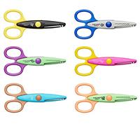 Fiskars Children's Decor Scissors, 6 Pieces, Incl. Storage Bag, Length: 13 cm, For Right- and Left-Handed Users, From 4 Years, Stainless Steel Blade/Plastic Handles, Multi-coloured, Kidzors, 1003730