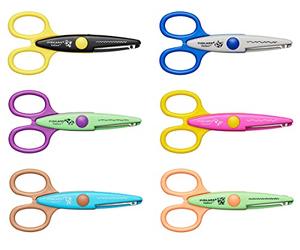 Fiskars Children's Decor Scissors, 6 Pieces, Incl. Storage Bag, Length: 13 cm, For Right- and Left-Handed Users, From 4 Years, Stainless Steel Blade/Plastic Handles, Multi-coloured, Kidzors, 1003730