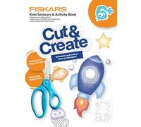 Fiskars children's scissors and craft book with tips & tricks, From 6 years, For right-handed use, Stainless steel/plastic, Blue, 1077664