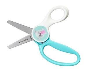 Fiskars Children's Scissors with Puppy Lenticular Image, From 6 Years | Length: 13 cm, For right- and left-handers, Metal Blade/Plastic Handles, Blue/White, Magic Morph, 1064076