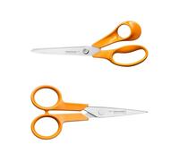 Fiskars Classic 1082398 Universal Scissors 21 cm + 13 cm Stainless Steel Ergonomic Handles Precision Blades for Fabric, Paper & Fine Sewing