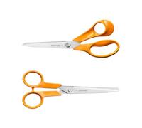 Fiskars Classic 1082450 Universal Scissors 21 cm + Universal Scissors 16 cm, Precision Blades Made of Stainless Steel, Ergonomic Handles, Ideal for Paper, Fabric and Office Work