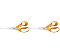 Fiskars Classic Universal Craft and Fabric Scissors, Right-Handed, Total Length: 21 cm, Improved Torx Screw and More Ergonomic Handle, Quality Steel/Plastic, Orange, 1075032 (Pack of 2)