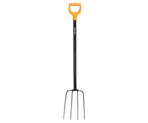 Fiskars compost fork with 4 tines, length: 126 cm, quality steel tines/glass fibre reinforced plastic handle, black/orange, Solid, 1070674