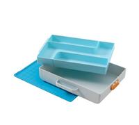Fiskars Creative Toolbox for Children from 5 Years | Mobile Craft Workshop for Small Artists, Storage Box with Work Surface, 38.7 x 27.9 cm, Blue/Silver/Orange, 1082502