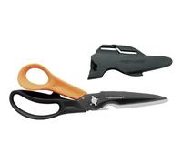 Fiskars Cuts + More Multi-tool Scissors | Length: 23 cm, Titanium Coating, Stainless Steel Blade/Plastic Handles, Black/Orange, 1000809
