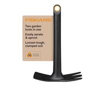 Fiskars Eco Friendly Hoe with Dual Function Design, Tapered Blade, Growing Teeth, Ergonomic Handle and UV Resistant Construction for Soil Care
