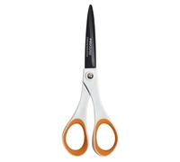 Fiskars Titanium Non-Stick Scissors 18 cm, For Right- and Left-handed Users, Titanium Coating/Stainless Steel Blade/Plastic Handles, White/Orange, 1004720