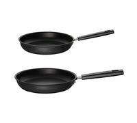 Fiskars Frying pan Set, Hard Face, Diameter 24 cm and 28 cm, Suitable for All hobs, Non-Stick Coating, Scratch-Resistant, Aluminium/Plastic, Set of 2, Black, 1075532