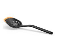 Fiskars Colander Spoon, Length: 30 cm, Plastic/Silicone, Functional Form, Black/Orange, 1027302