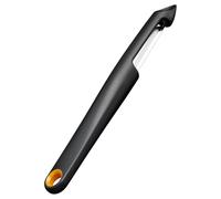 Fiskars Functional Form Peeler with Movable Blade, Universal Peeler for Fruit and Vegetables, Sharp Tip, Stainless Steel Blade/Plastic Handle, Black/Orange, 1079960