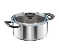Fiskars Gryte with lid, 3 litre, Ø 22.5 cm, Casserole, Suitable for all hobs, Recycled stainless steel, Functional shape, 1072316, Black/Silver