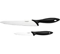 Fiskars knife set, 2-piece, kitchen knife (blade length: 21 cm) and paring knife (blade length: 11 cm), Essential, stainless steel / PP plastic, black, 1065582