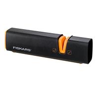 Fiskars Knife Sharpener for Sharp Knife Blades Made of Steel, Ceramic Sharpening Stone, Edge, Roll-Sharp, Black/Orange, 1003098