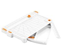 Fiskars large paper cutter with storage compartment, SureCut, A4 portrait format, A3 landscape format, With cutting line guide, Incl. 3 TripleTrack cutting blades with titanium, 1077981