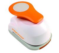 Fiskars Motive Lever Punch, Circle, Diameter 2.5 cm, for Left And Right Handers, Steel/Plastic, White/Orange, Lever Punch, M, 1004748