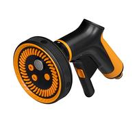 Fiskars Multi Spray Gun, 5 Functions, Infinitely Adjustable Flow | With Front Trigger and On/Off Lock, SoftGrip, Universal Size, Black/Orange, 1065482