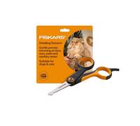 Fiskars Pet Detailing Scissors, Cat and Dog Scissors for Grooming, Pet Supplies with Precision Stainless Steel Blades & SoftGrip Handle, 5.5”, Orange/Black