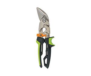 Fiskars PowerGear Aviation Snip Offset Right Cut, 40% More Power | Length 25.2cm, Heat-Treated Steel Blade/Plastic Handle, Black/Green/Orange, 1027210