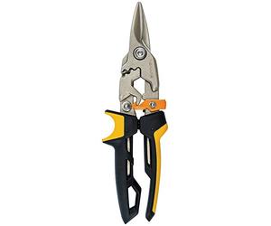 Fiskars PowerGear Aviation Snip Straight Cut, Reduced Effort, Length 25cm | Steel Blade/Plastic Handle, Black/Orange, 1027207
