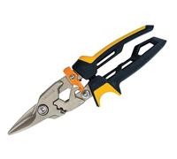 Fiskars PowerGear Aviation Snip Straight Cut, 40% More Power, Length 25cm, Steel Blade/Plastic Handle, Black/Orange, 1027207