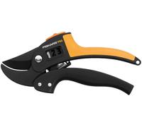 Fiskars PowerStep Pruner Anvil P83, Cutting diameter: 2.4 cm, Steel blades with non-stick coating, Length: 19 cm, Black/Orange, 1000575