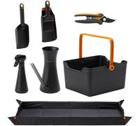 Fiskars Premium Plant Care Kit Includes Potting Tray, Trug, Dustpan & Brush, Secateurs, Watering Can, Sprayer, Scoop
