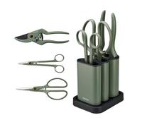 Fiskars pruning set, 3-piece, Urban Plant Care, plant/flower shears with holder, small plant shears with holder, plant shears with holder, stainless steel/plastic, dark green/black, 1075317