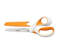 Fiskars Razor Edge fabric scissors, length: 20.7 cm, stainless steel blade/plastic handles, white/orange, 1070078